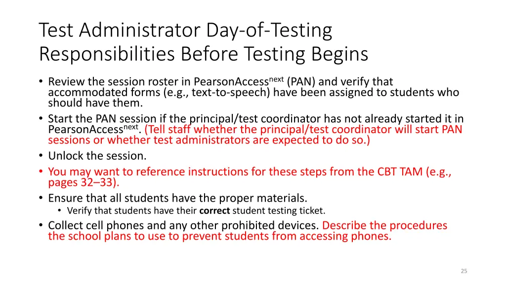 test administrator day of testing