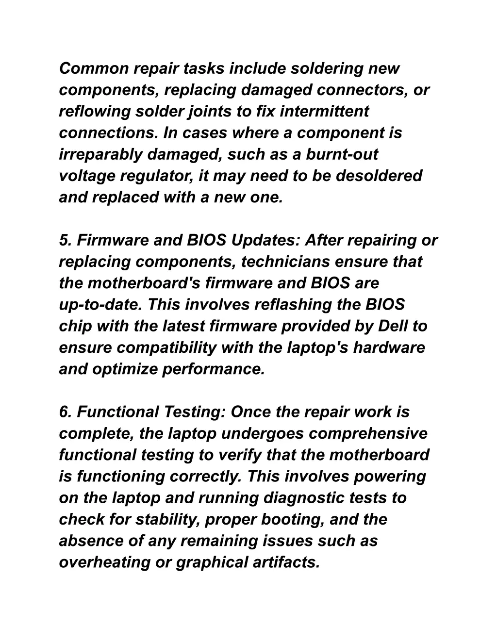 common repair tasks include soldering