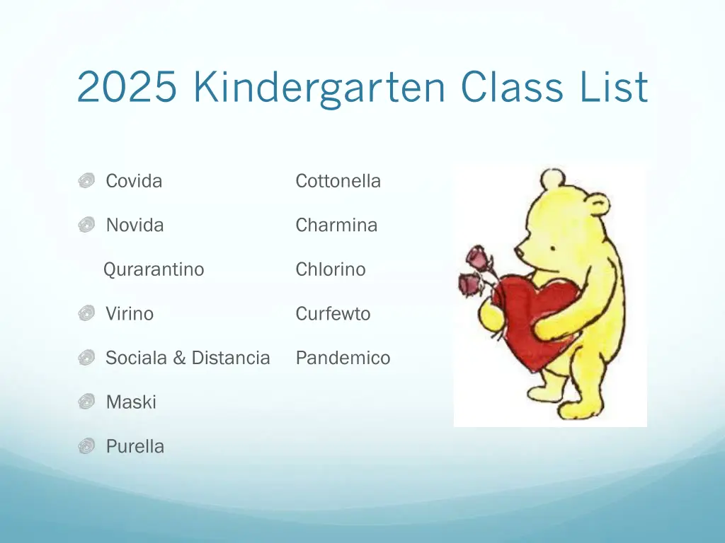 2025 kindergarten class list