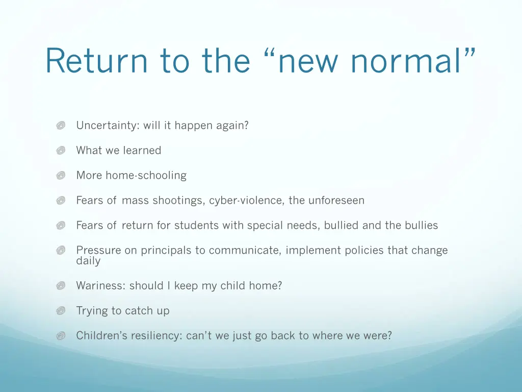 return to the new normal