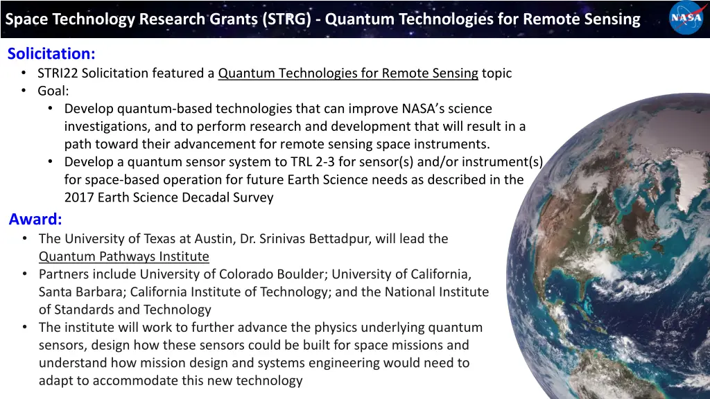 space technology research grants strg quantum