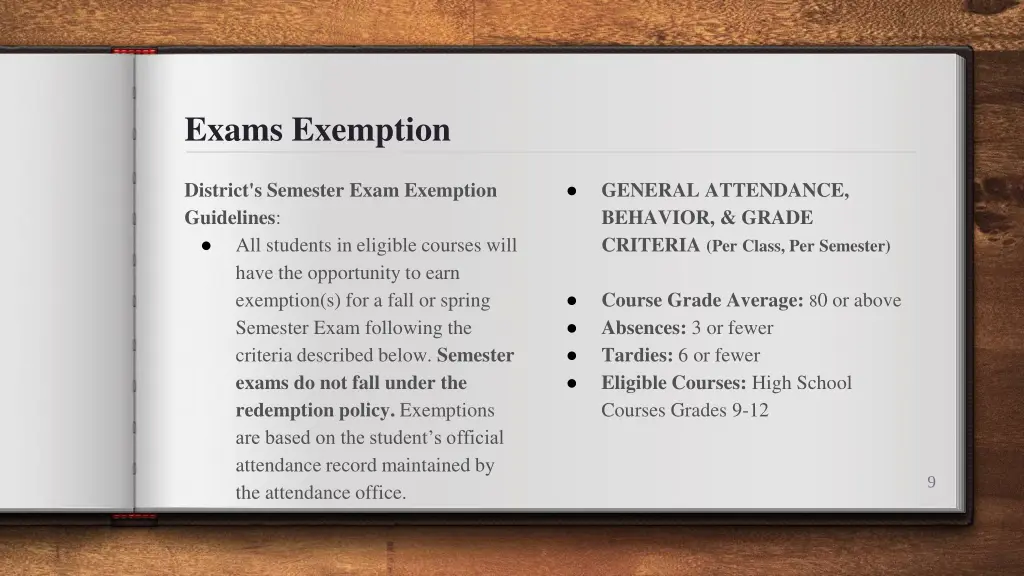 exams exemption