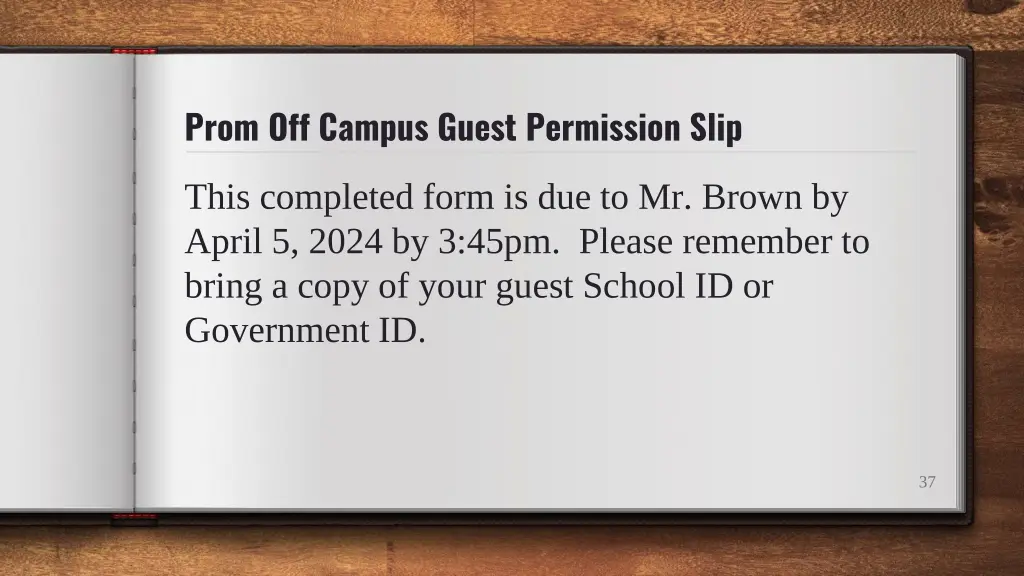 prom off campus guest permission slip