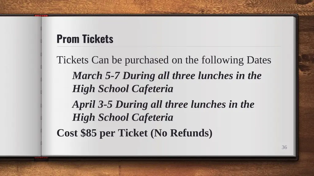 prom tickets