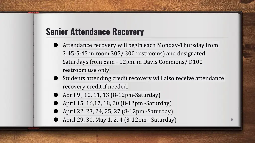 senior attendance recovery