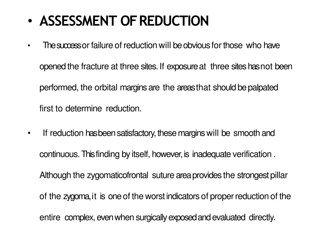 assessment ofreduction