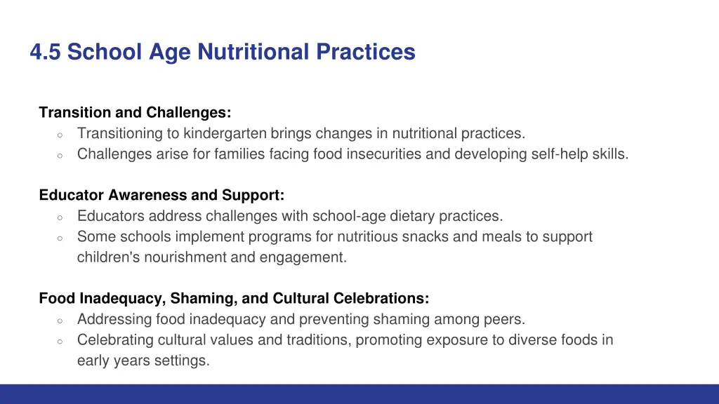 4 5 school age nutritional practices