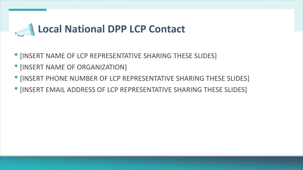 local national dpp lcp contact