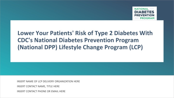 lower your patients risk of type 2 diabetes with