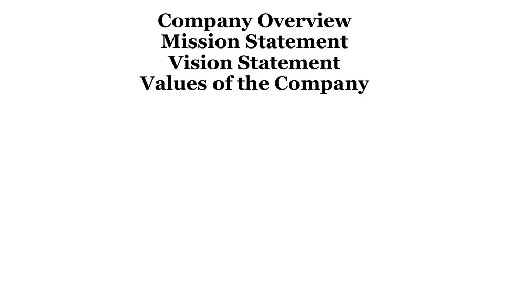 company overview mission statement vision