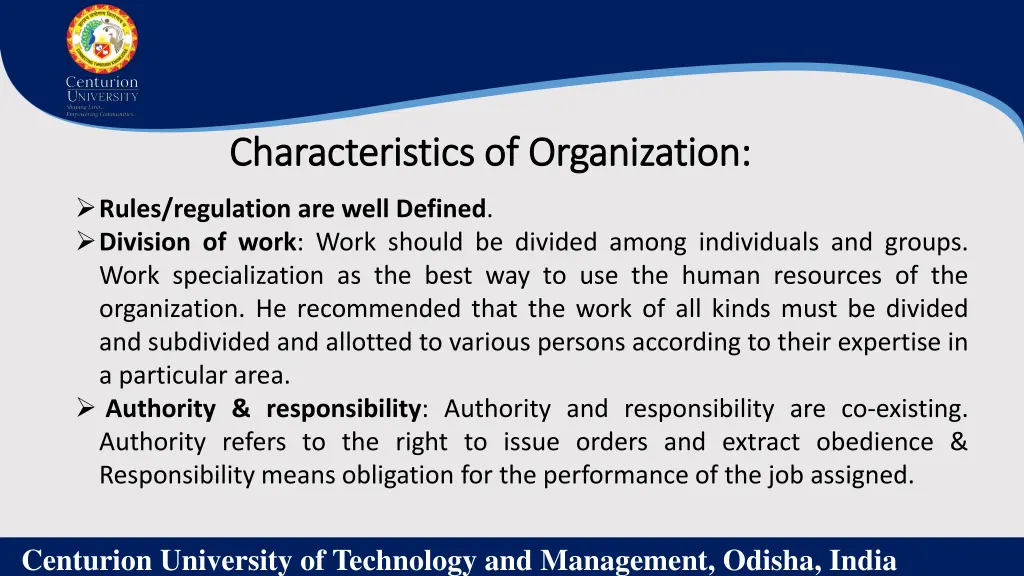 characteristics of organization characteristics