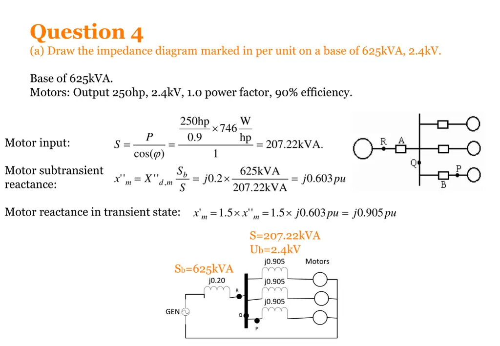 question 4 a draw the impedance diagram marked