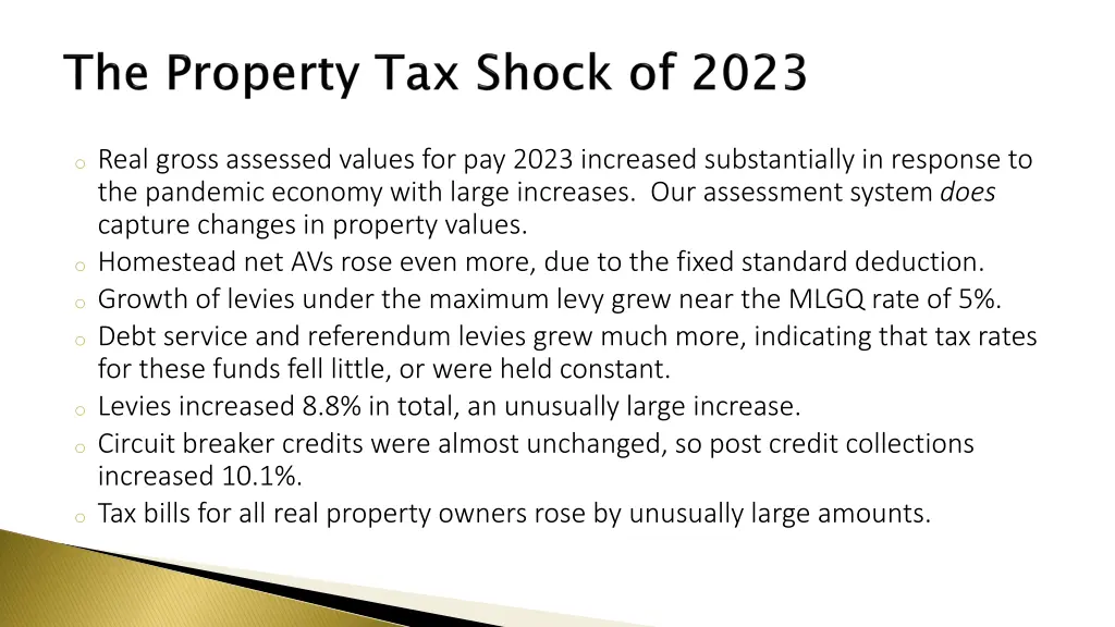 o real gross assessed values for pay 2023