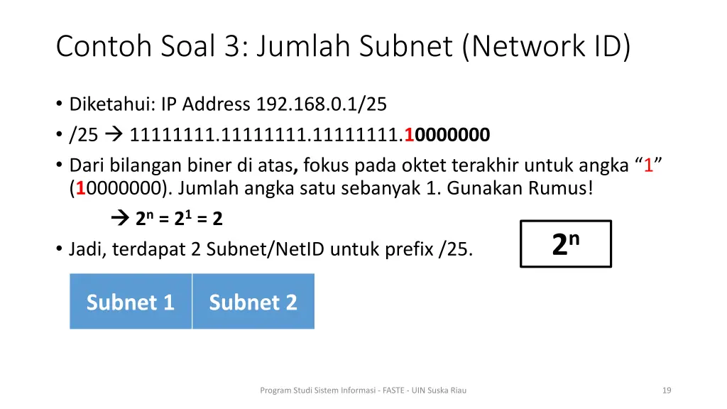 contoh soal 3 jumlah subnet network id