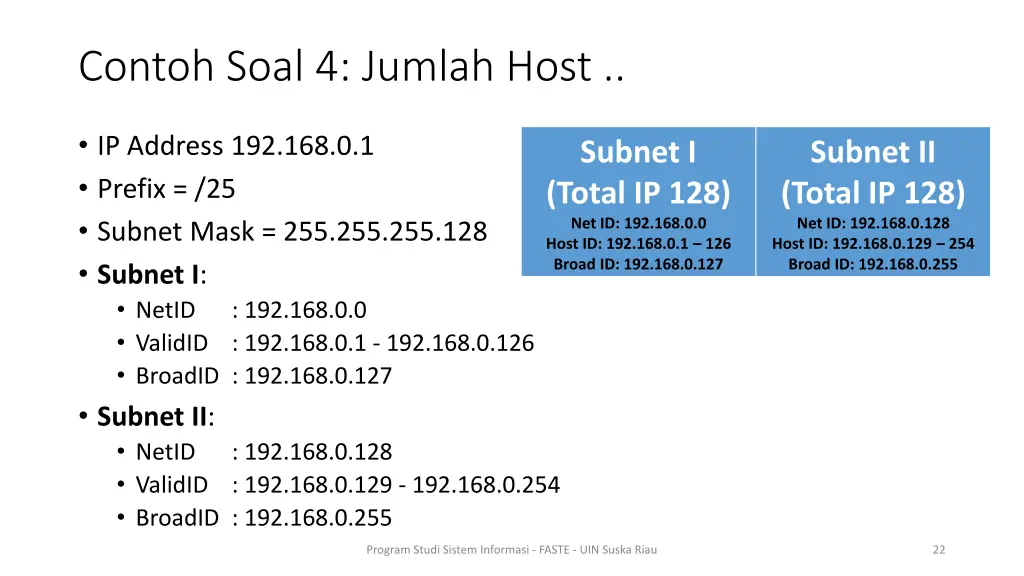 contoh soal 4 jumlah host