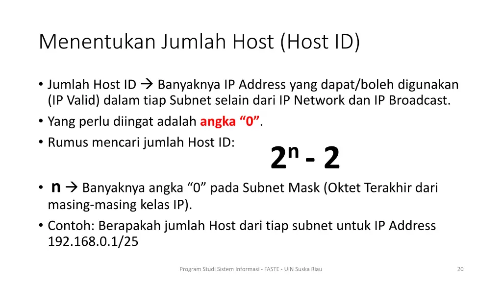 menentukan jumlah host host id