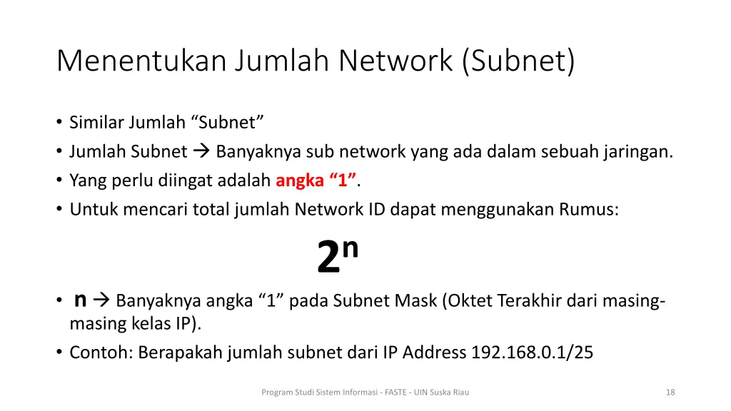 menentukan jumlah network subnet