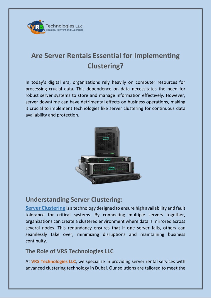 are server rentals essential for implementing