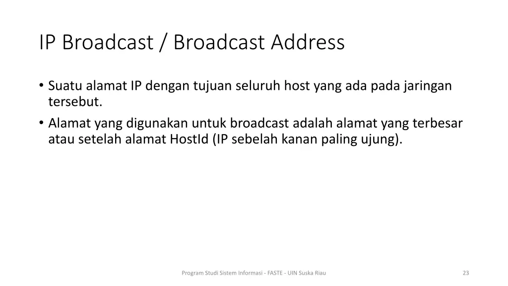 ip broadcast broadcast address