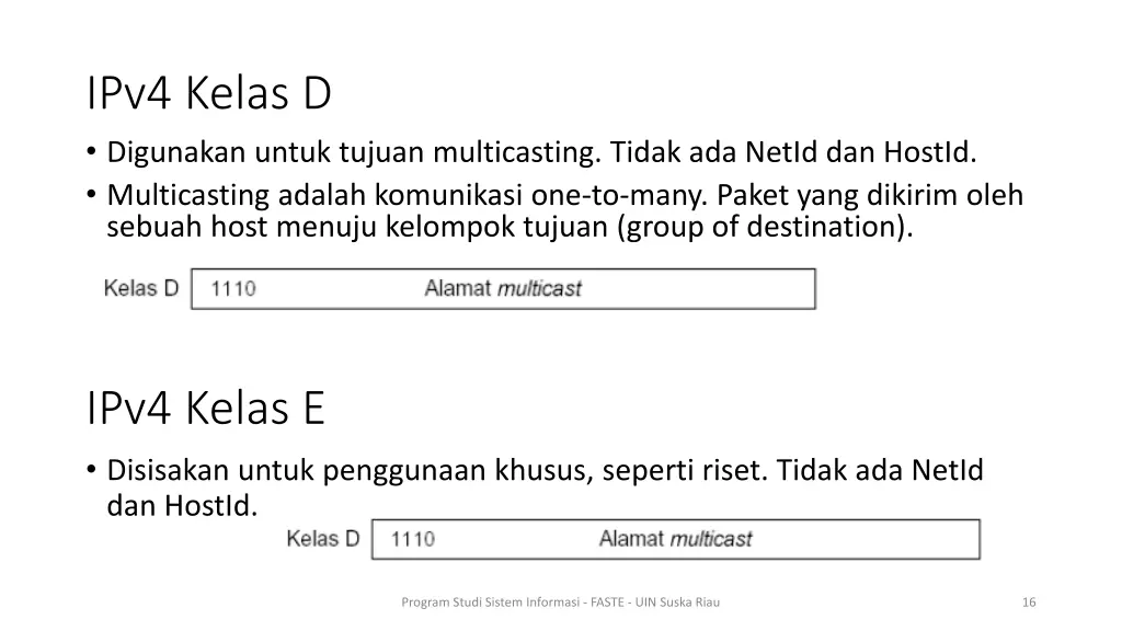 ipv4 kelas d digunakan untuk tujuan multicasting