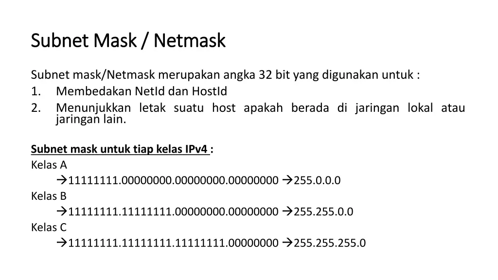 subnet mask netmask subnet mask netmask