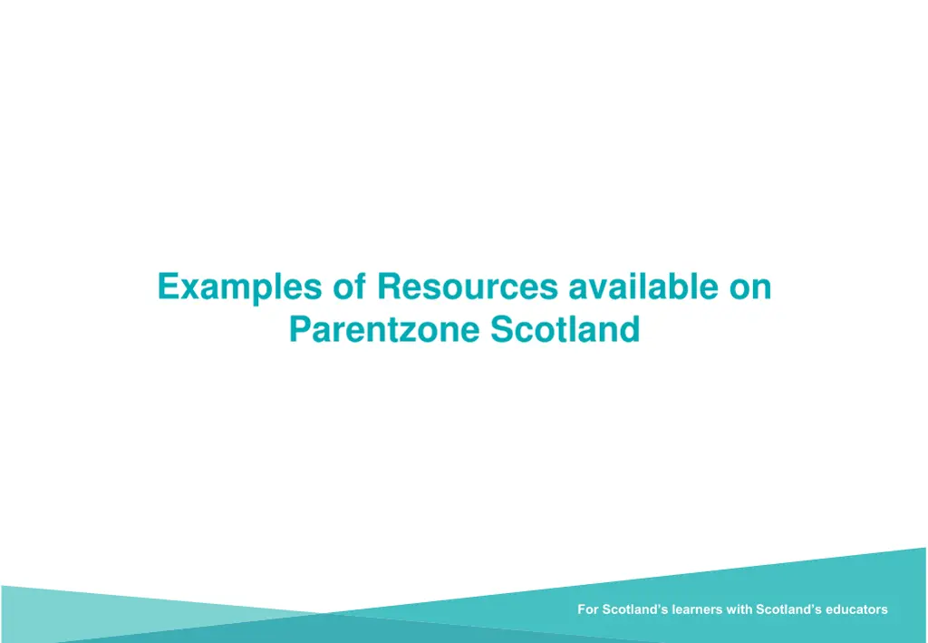 examples of resources available on parentzone