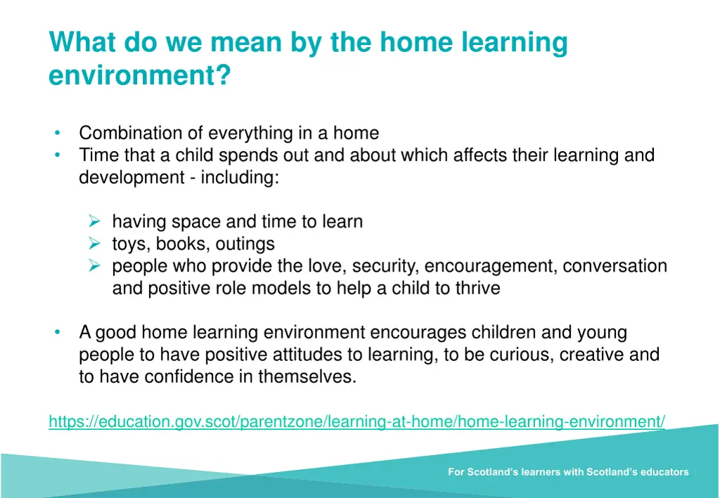 what do we mean by the home learning environment