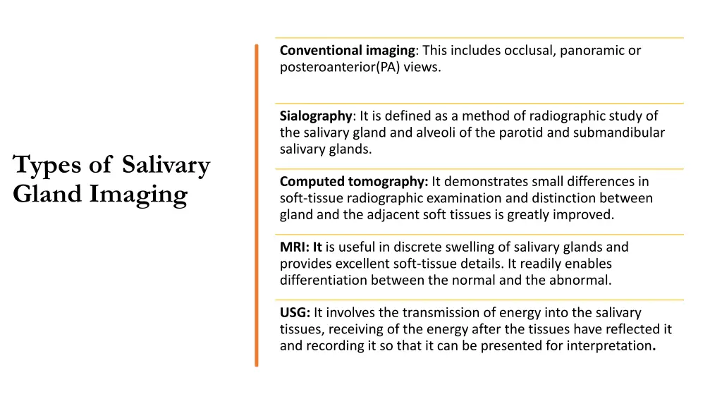 conventional imaging this includes occlusal