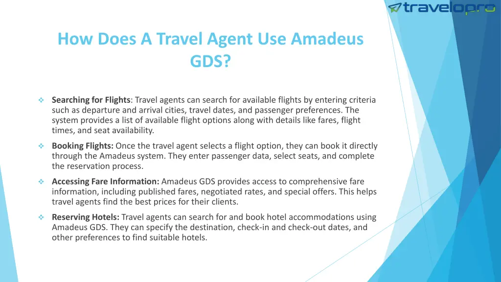 how does a travel agent use amadeus gds