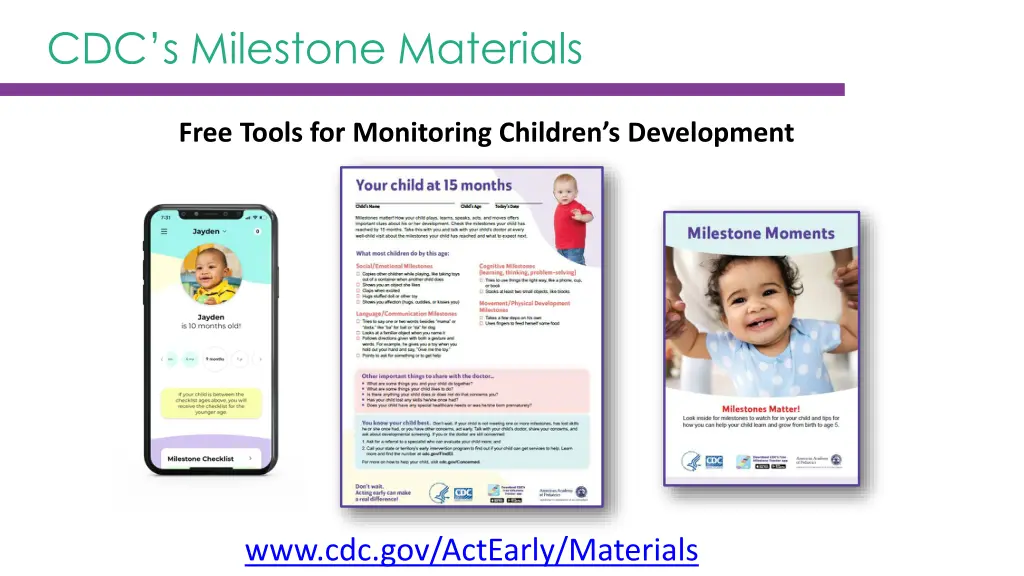 cdc s milestone materials