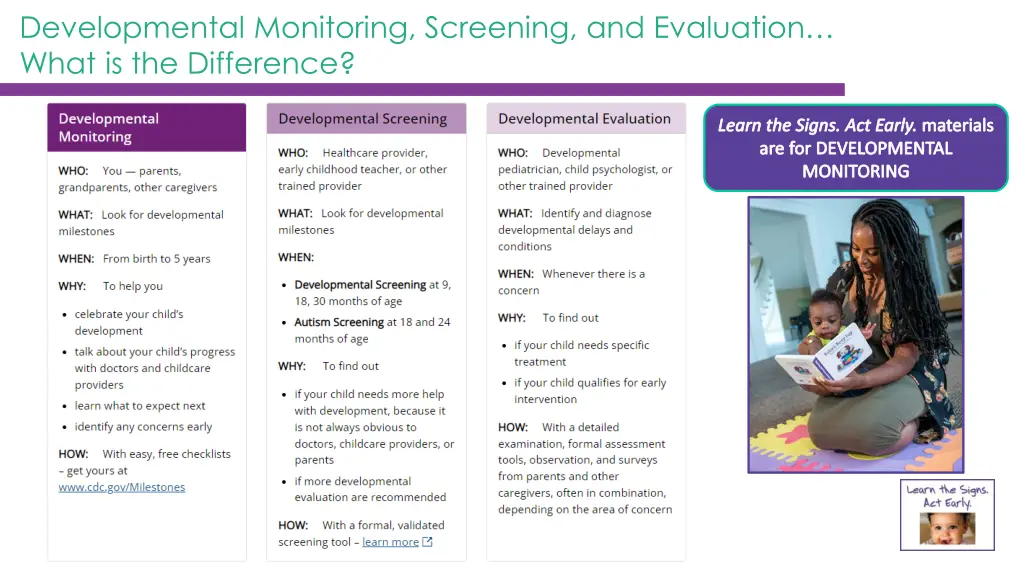 developmental monitoring screening and evaluation