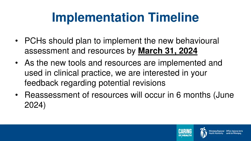 implementation timeline