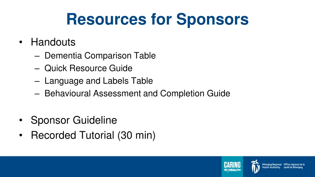 resources for sponsors