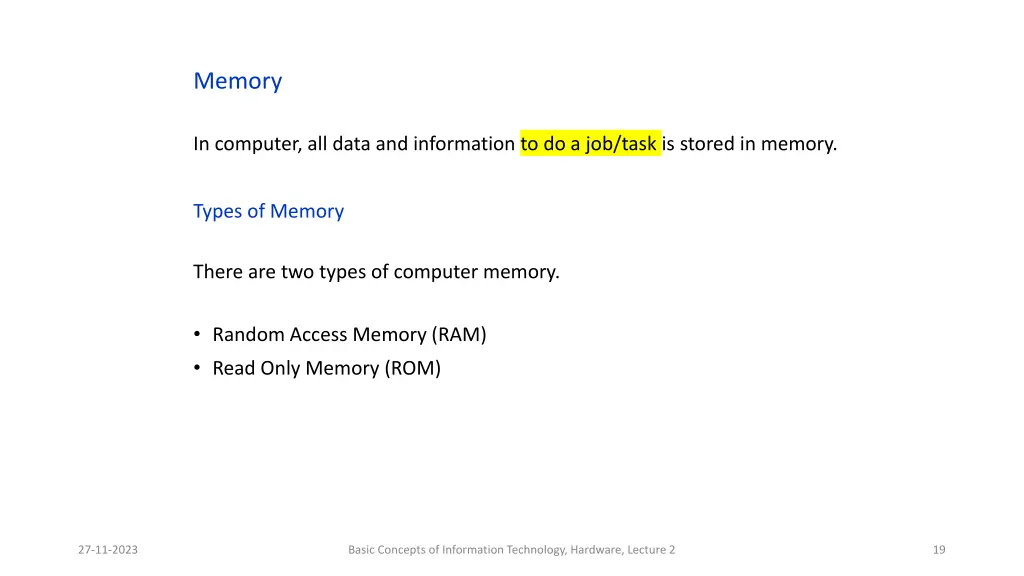 lesson 13 types of memory