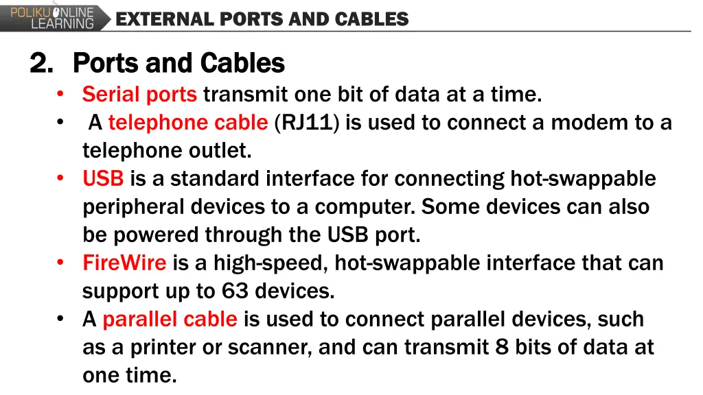 external ports and cables 1