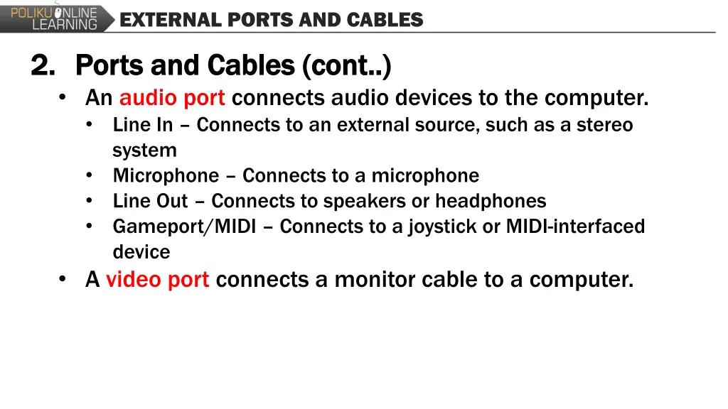 external ports and cables 3