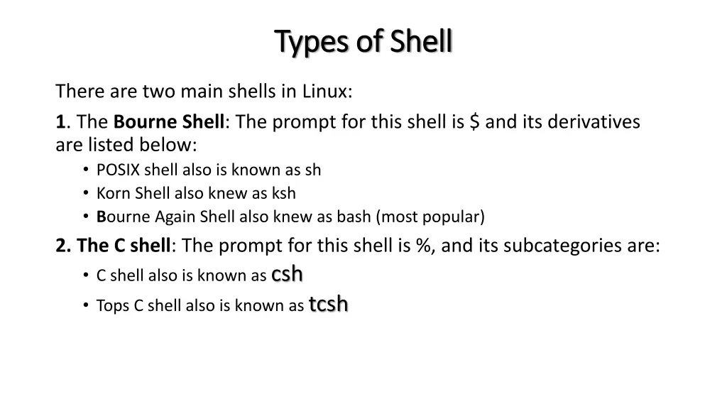 types types of shell of shell