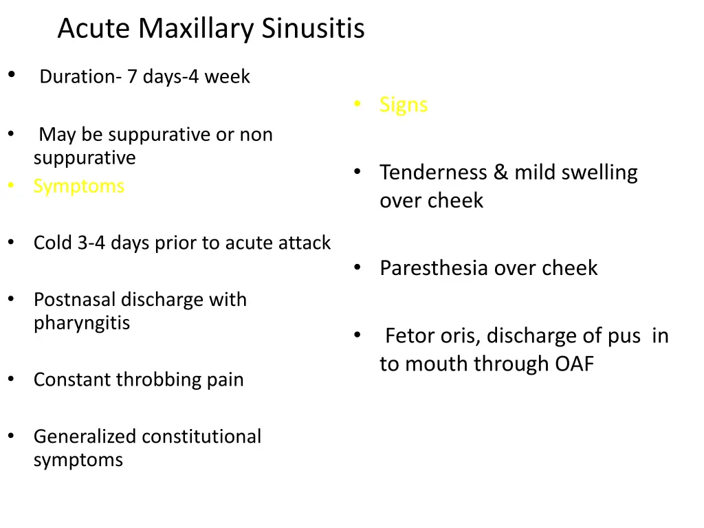 acute maxillary sinusitis