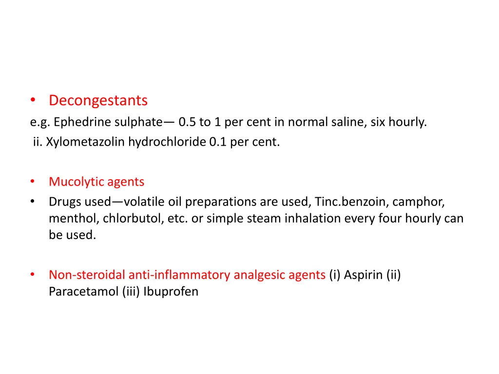 decongestants e g ephedrine sulphate