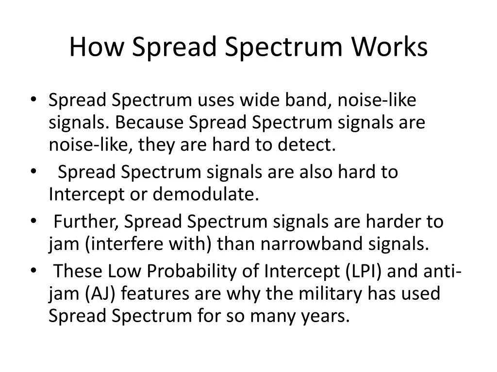 how spread spectrum works