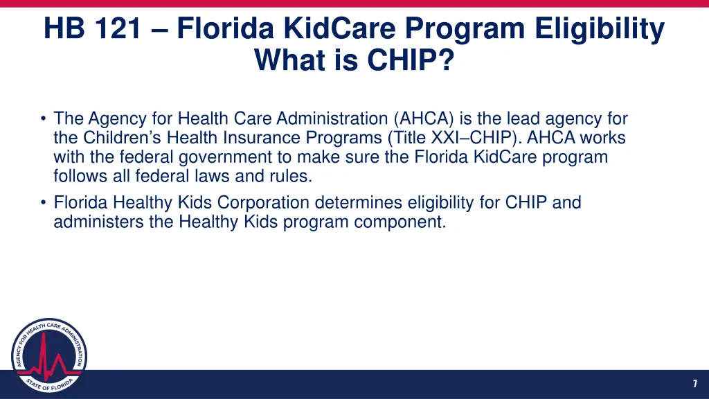 hb 121 florida kidcare program eligibility what 1