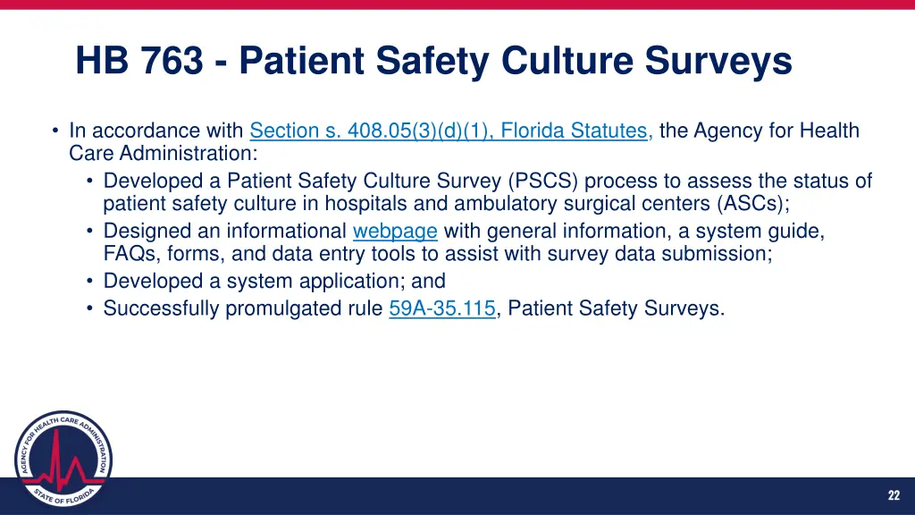 hb 763 patient safety culture surveys 1