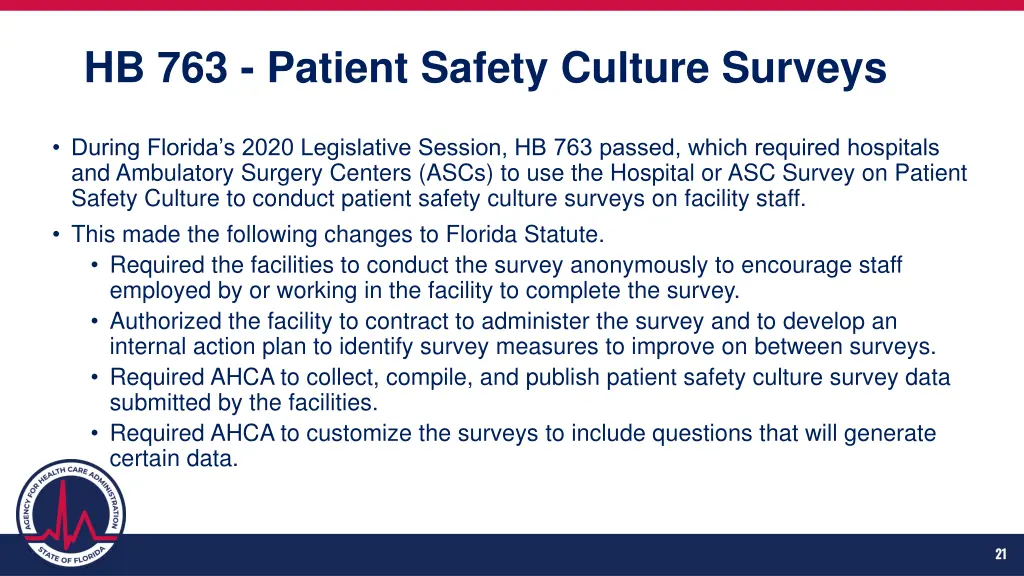 hb 763 patient safety culture surveys