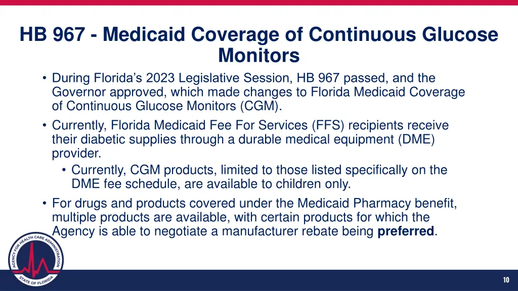 hb 967 medicaid coverage of continuous glucose