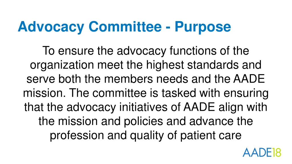 advocacy committee purpose