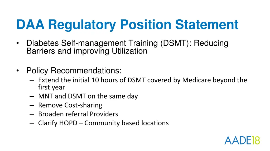 daa regulatory position statement