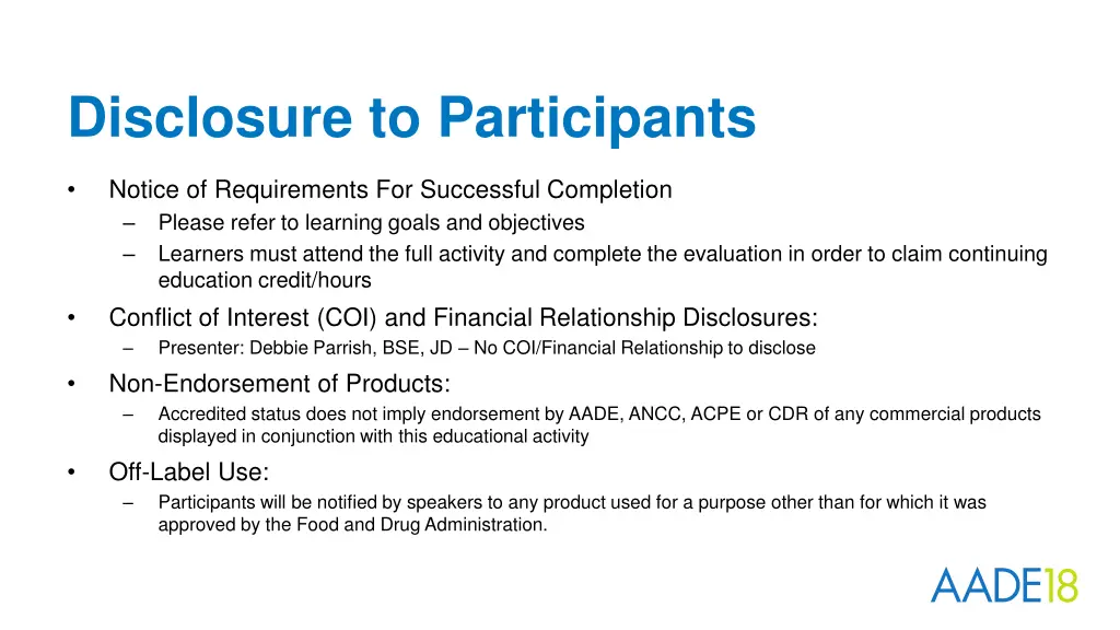 disclosure to participants 1