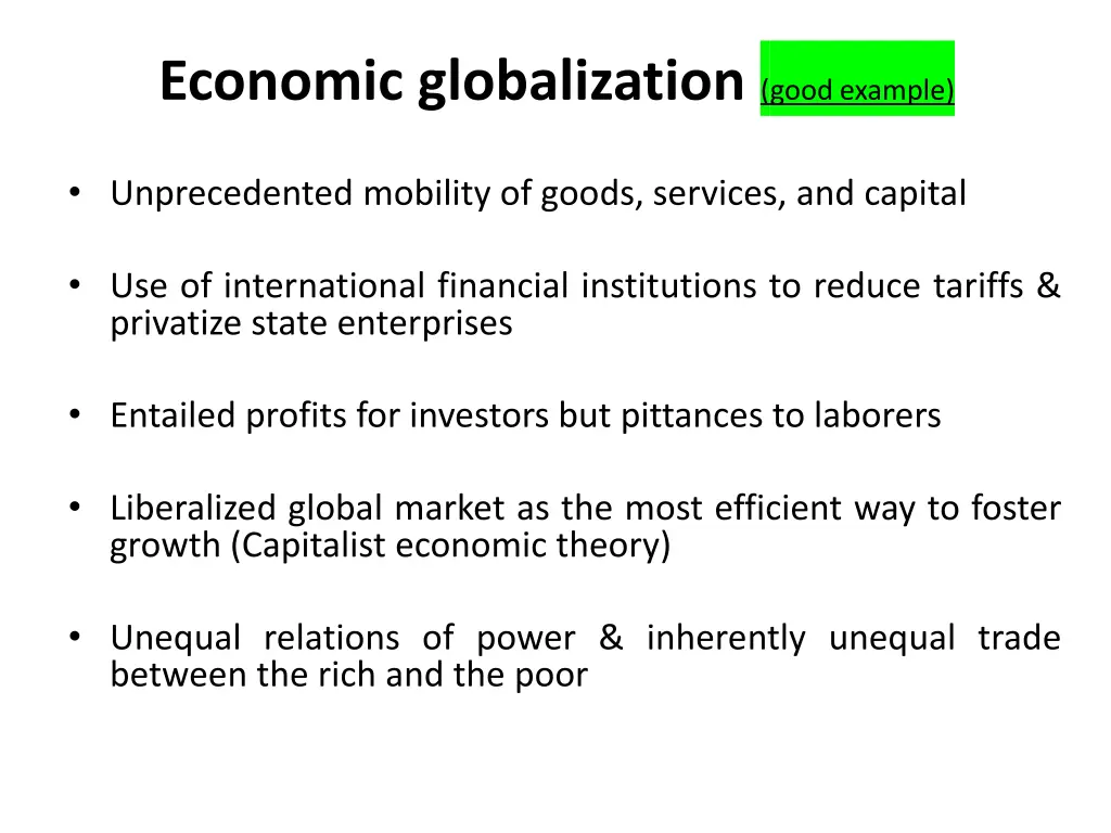 economic globalization good example