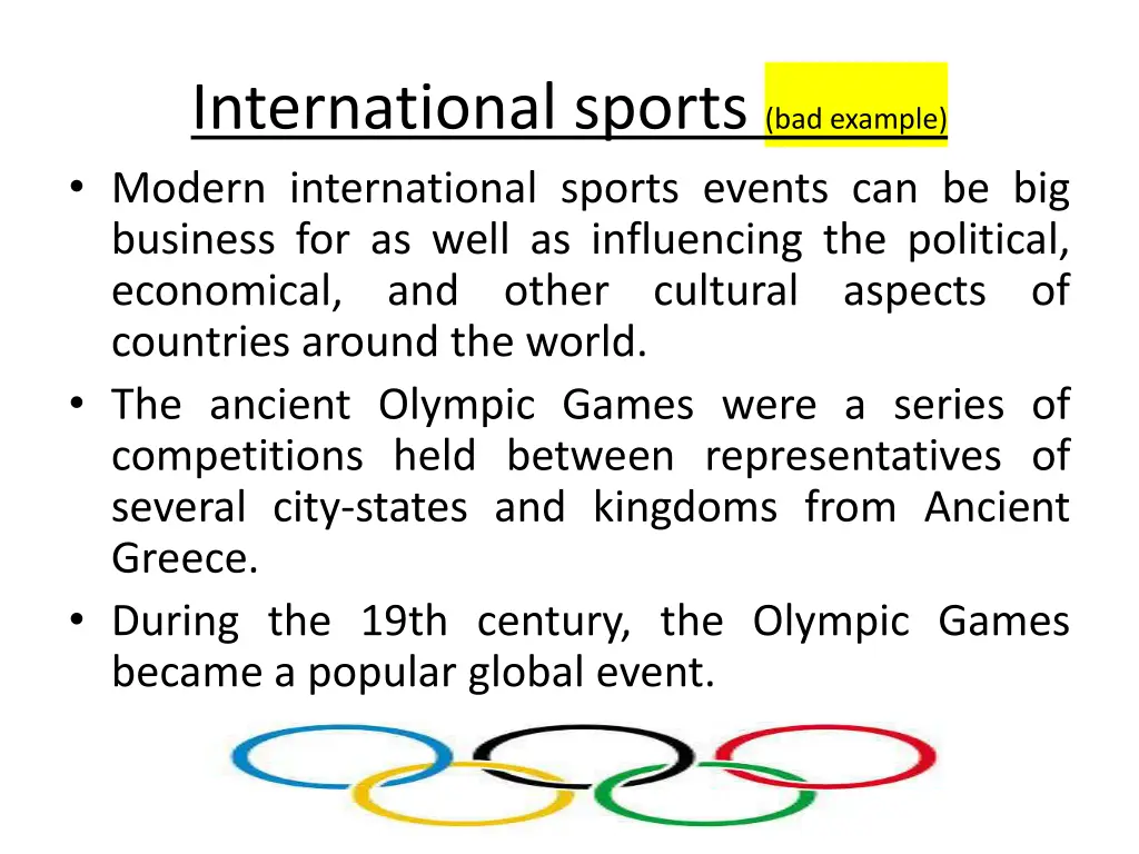 international sports bad example modern