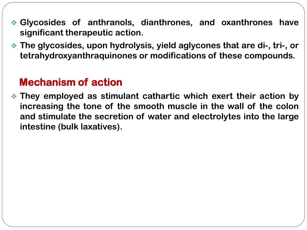 glycosides of anthranols dianthrones